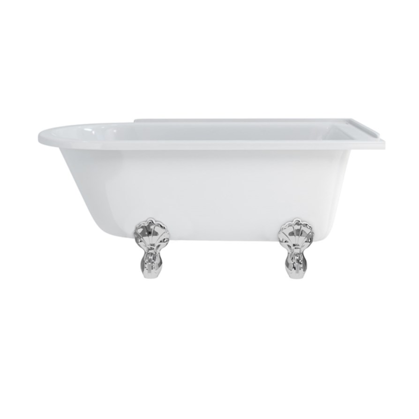 product cut out image of burlington hampton 1500 right hand shower bath with chrome luxury claw feet